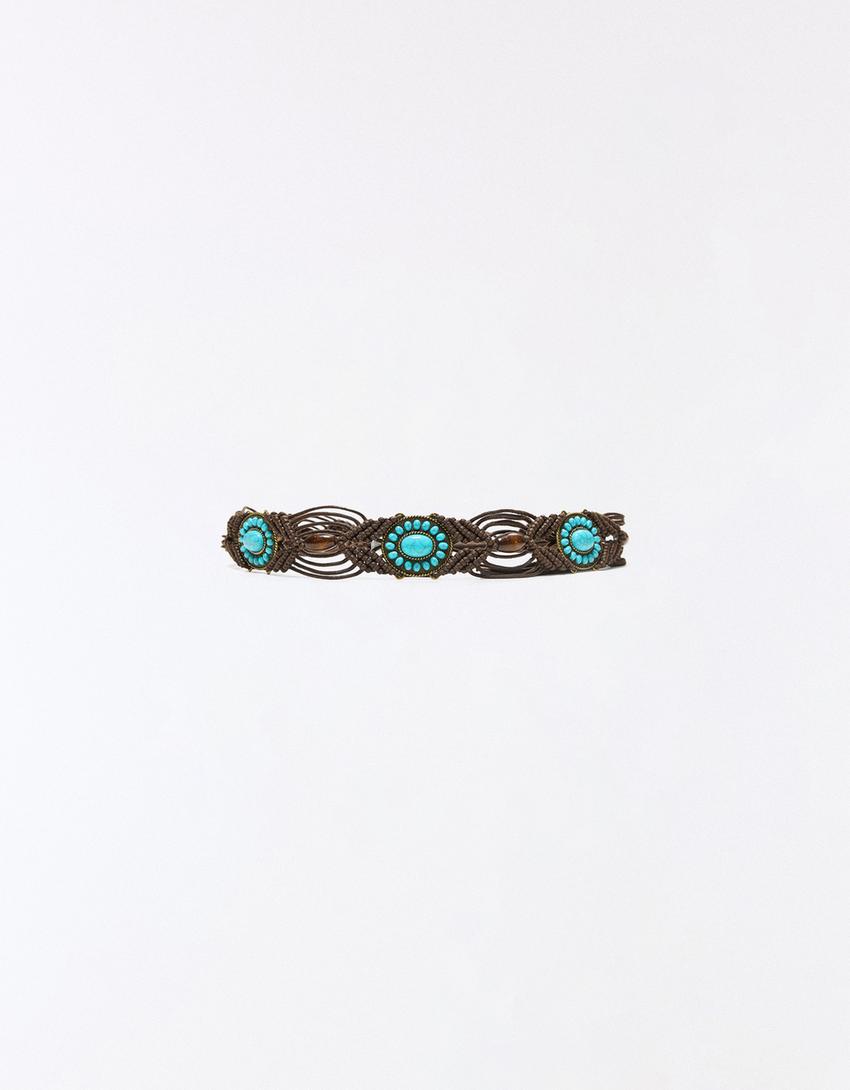 Rope and stone belt-Brown