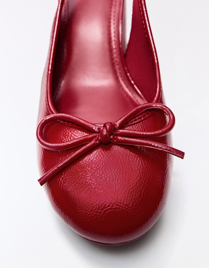 Slingback ballet flats with heels-RED