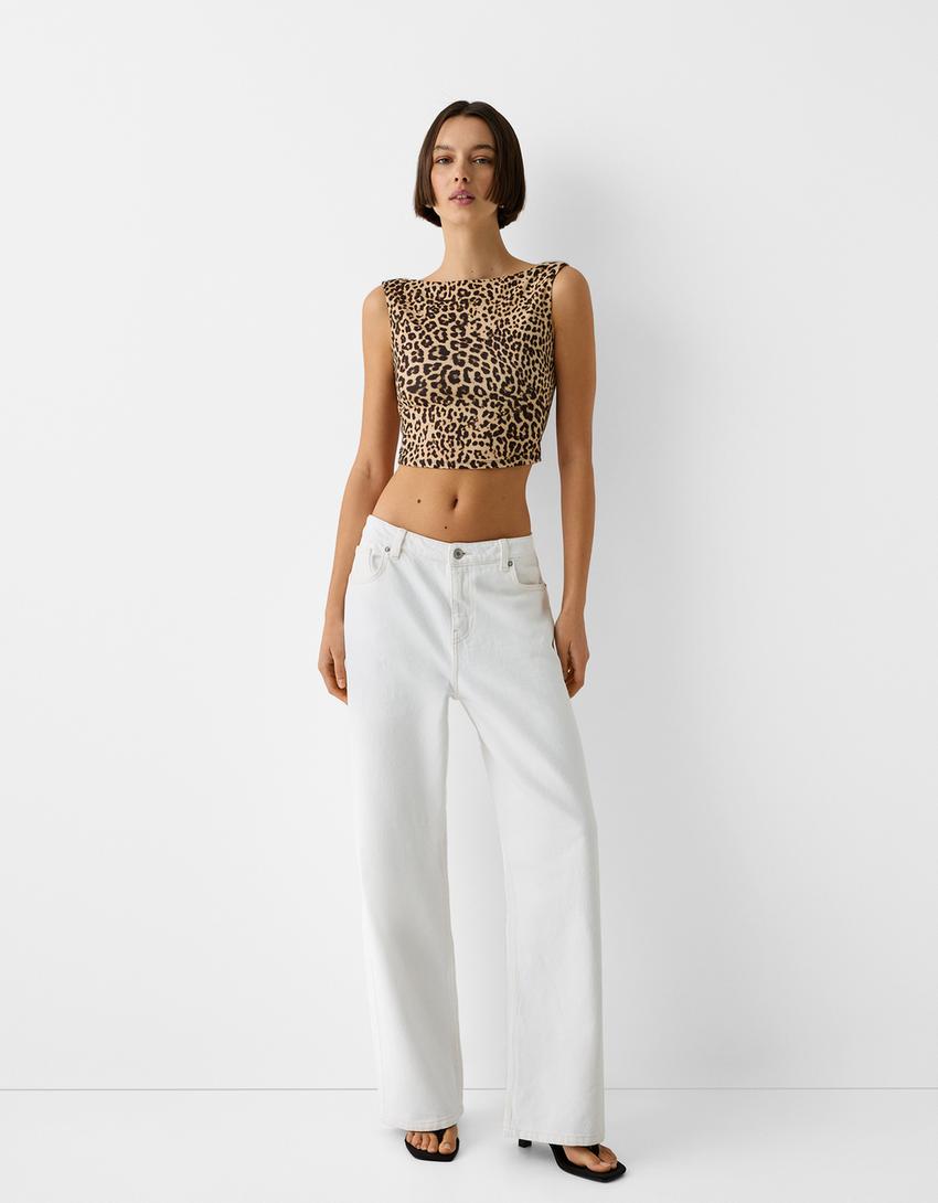 توب بطبعة حيوانية بدون أكمام-بيج-4