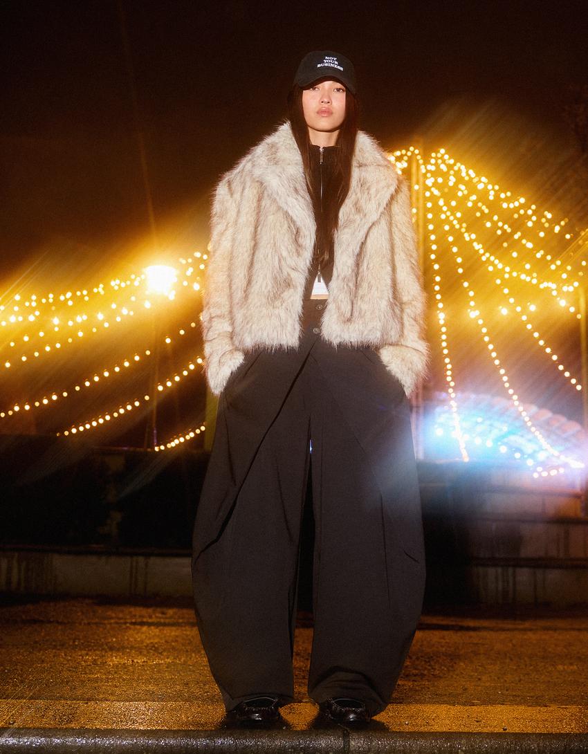 Cazadora efecto pelo-Crudo