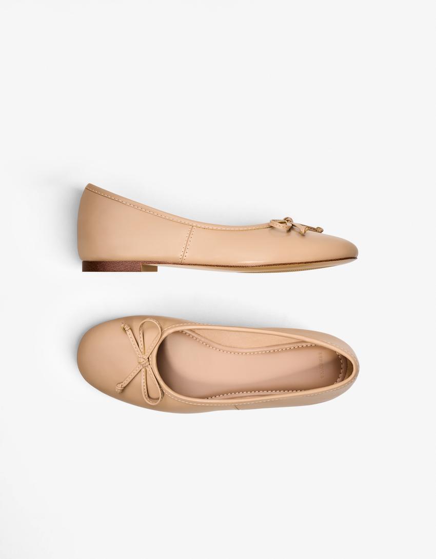 Ballerine à nœud-Beige