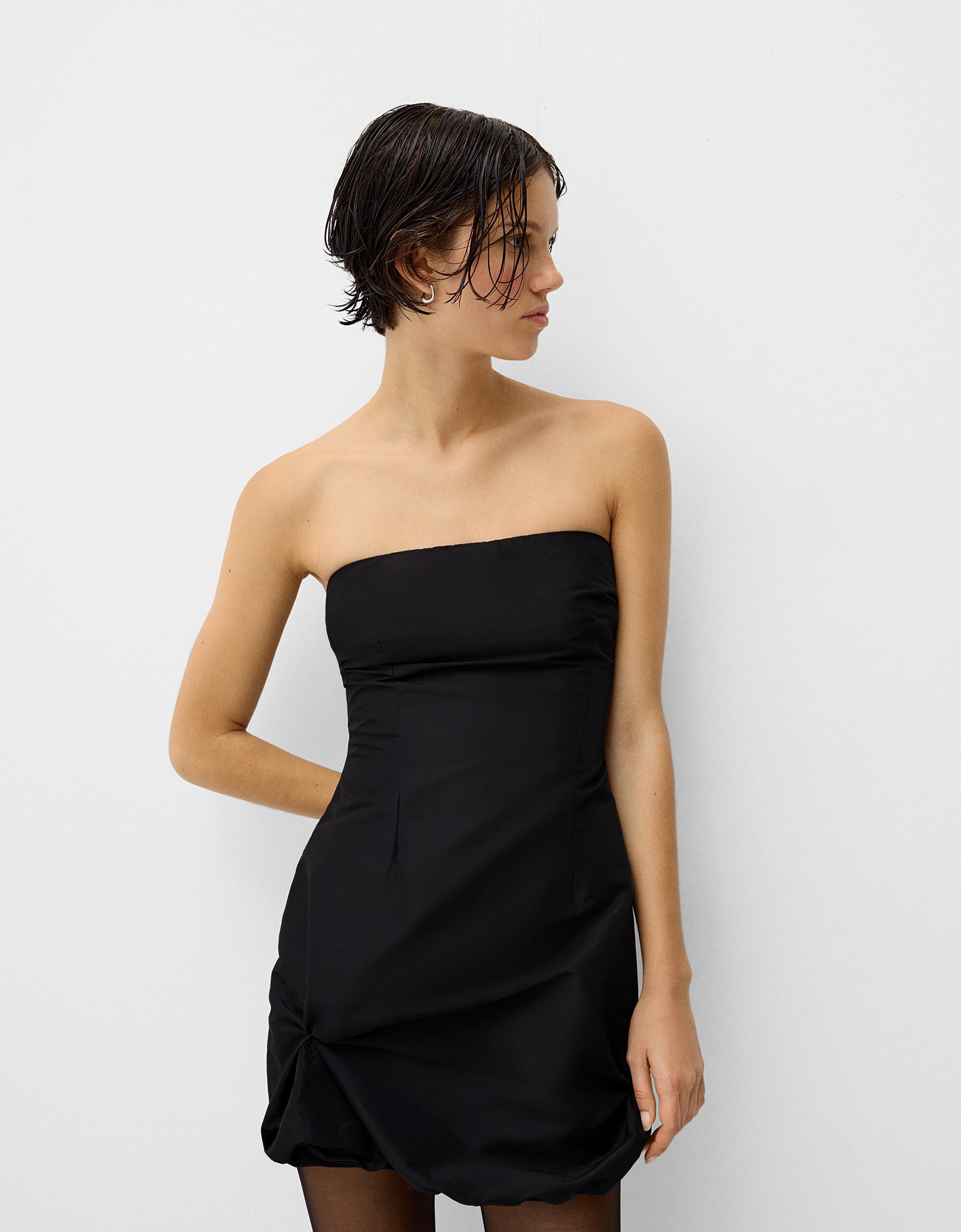 Bershka Minikleid Mit Ballonärmeln Damen L Schwarz