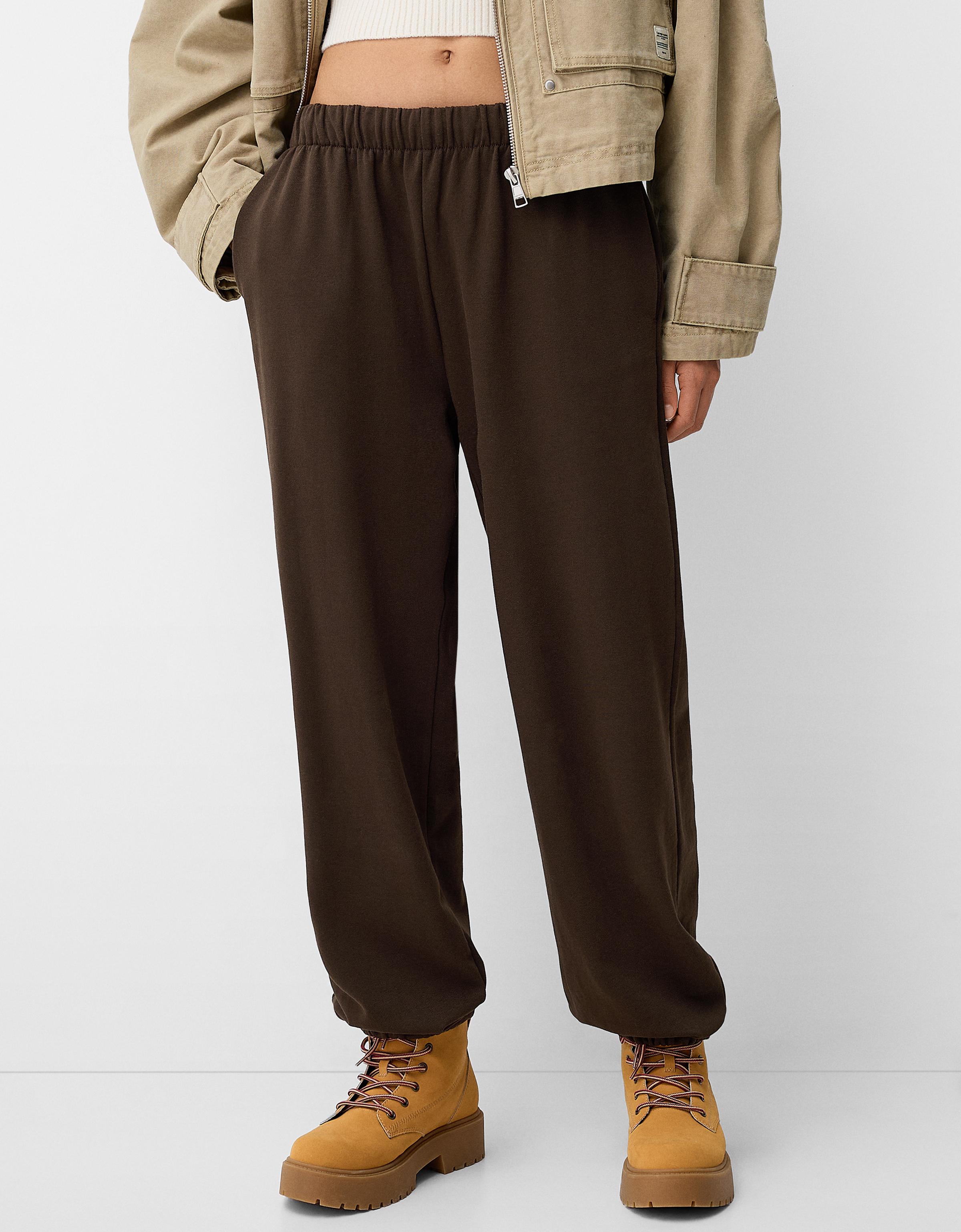 Bershka Joggerhose Aus Plüsch Damen 10-12 Braun