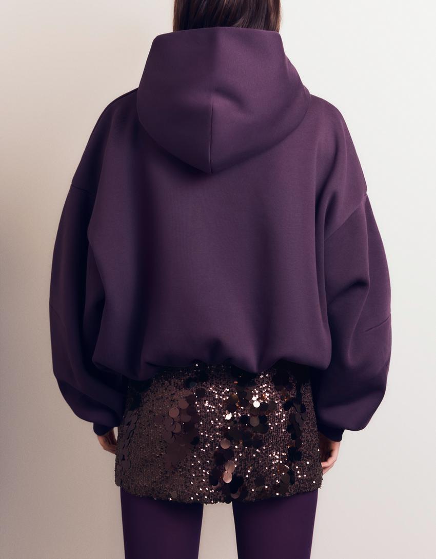 Mini-jupe à paillettes-Marron