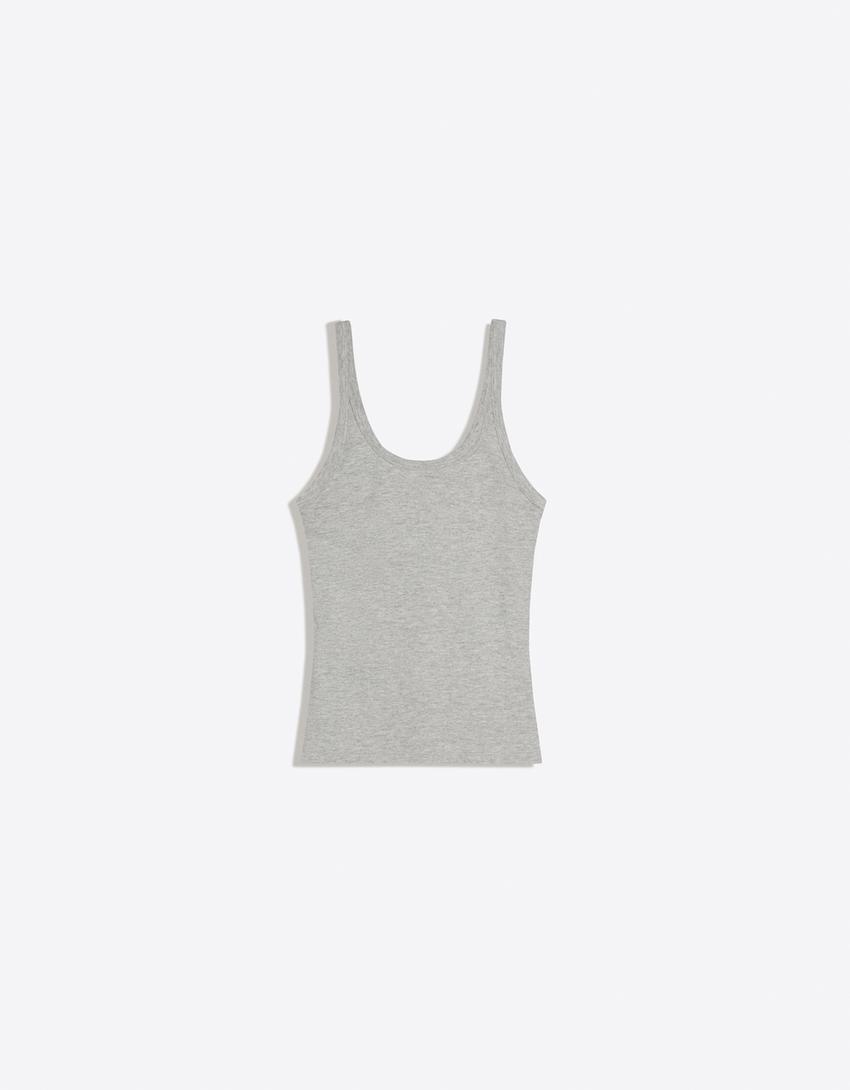 Rib vest top-Grey