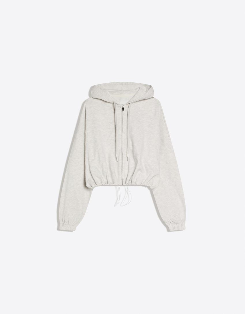 Balloon zip-up hoodie-Grey