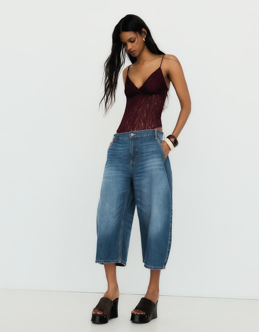 Dantelli askılı body-Bordo