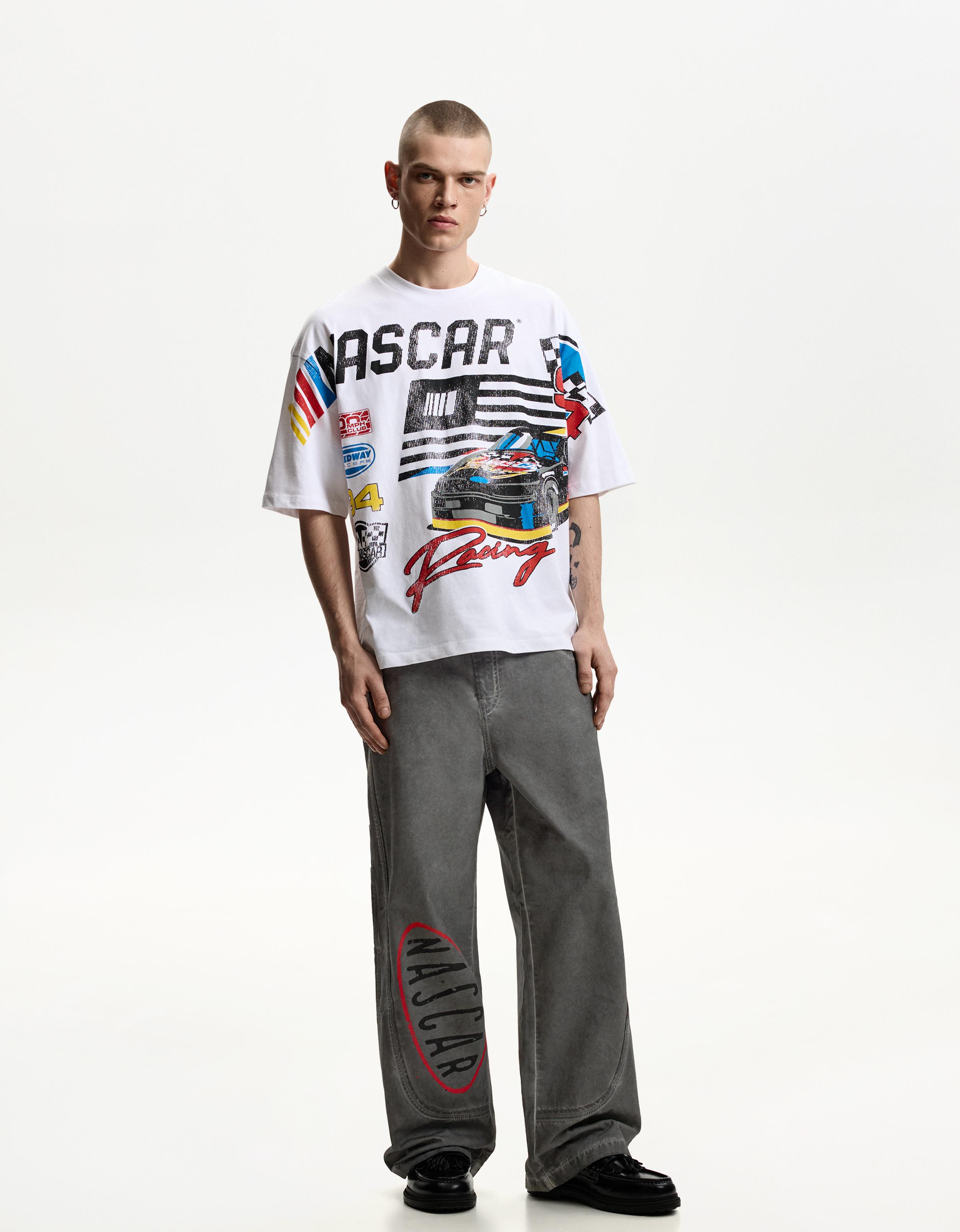 Bershka Baggy-Hose Aus Nascar Herren 36 Grau