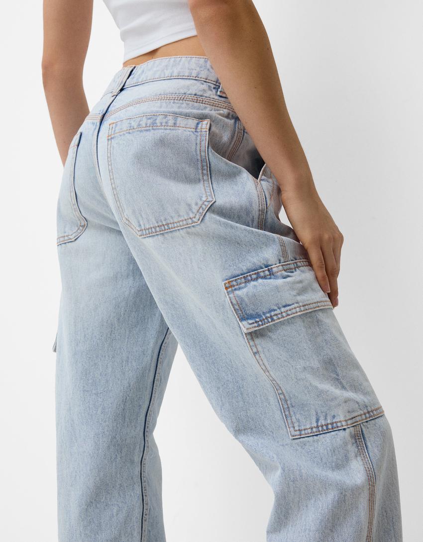 Straight-fit cargo jeans - BSK Teen | Bershka