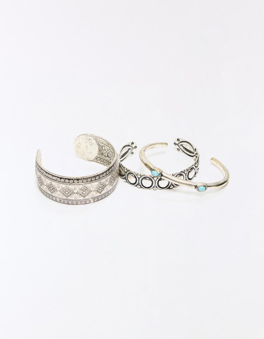Pack of 3 boho bracelets-Silver