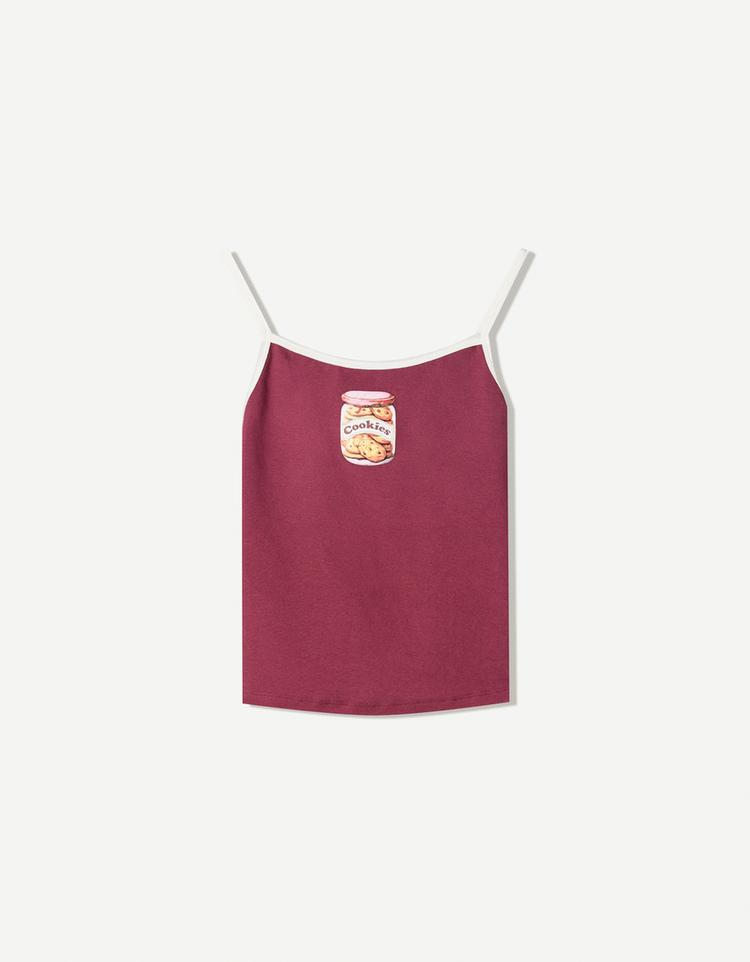Contrast printed strappy top