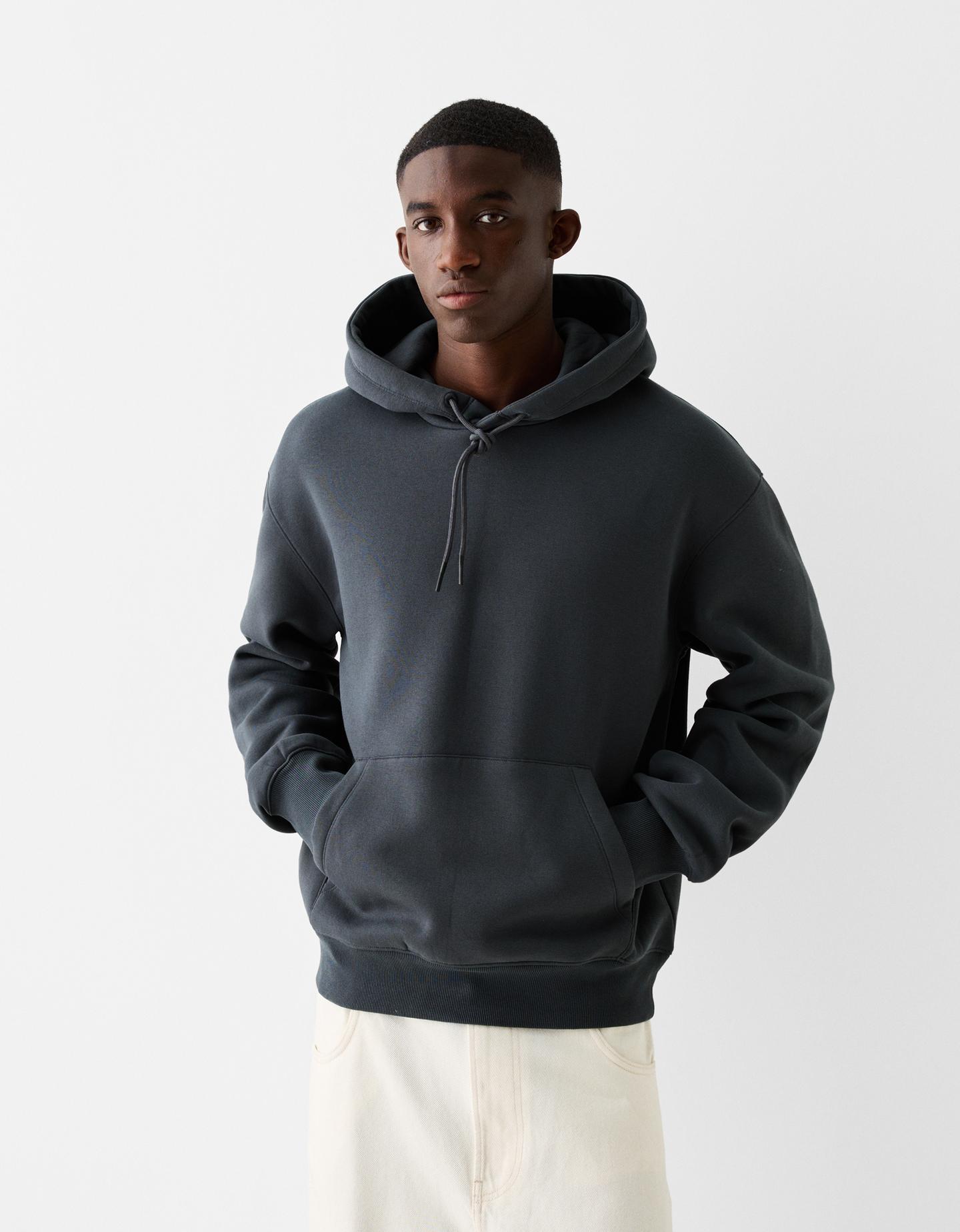 Bershka Felpa Cappuccio Uomo Xs Grigio