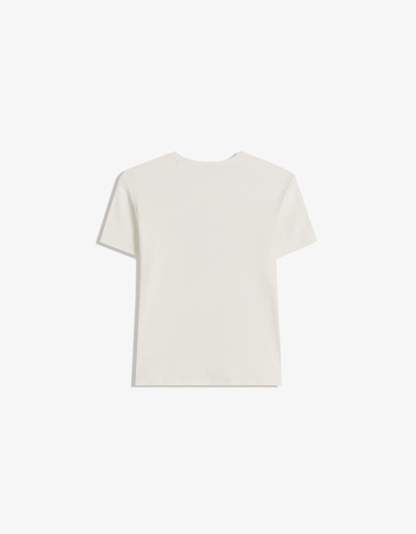 Short sleeve T-shirt with print-Cream
