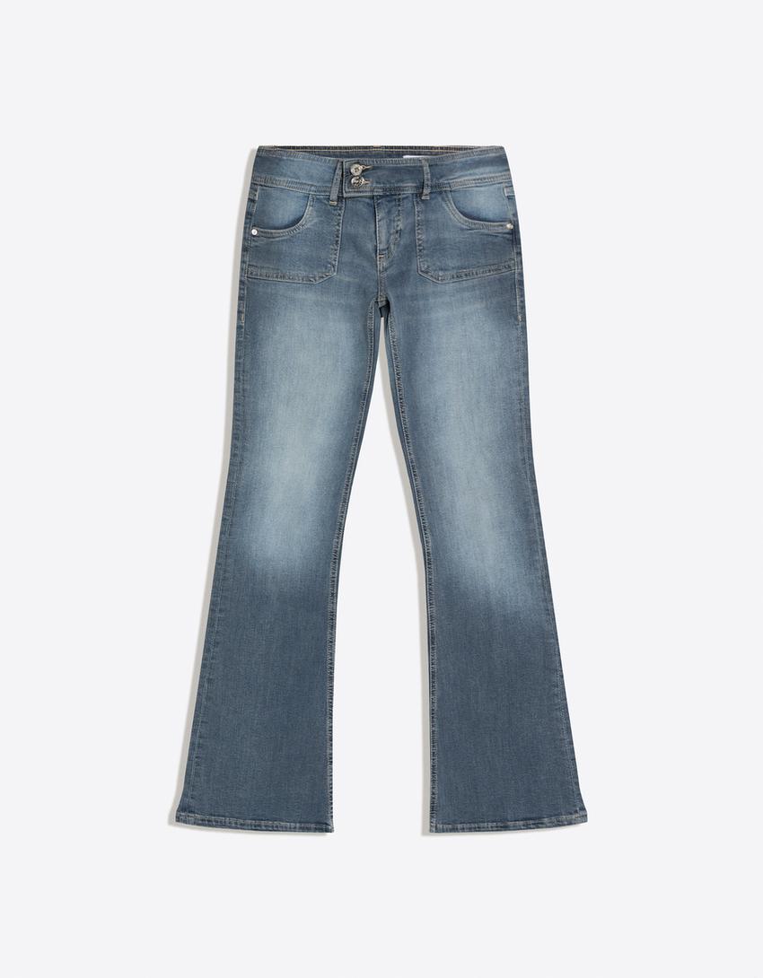 Blugi bootcut talie joasă-Albastru