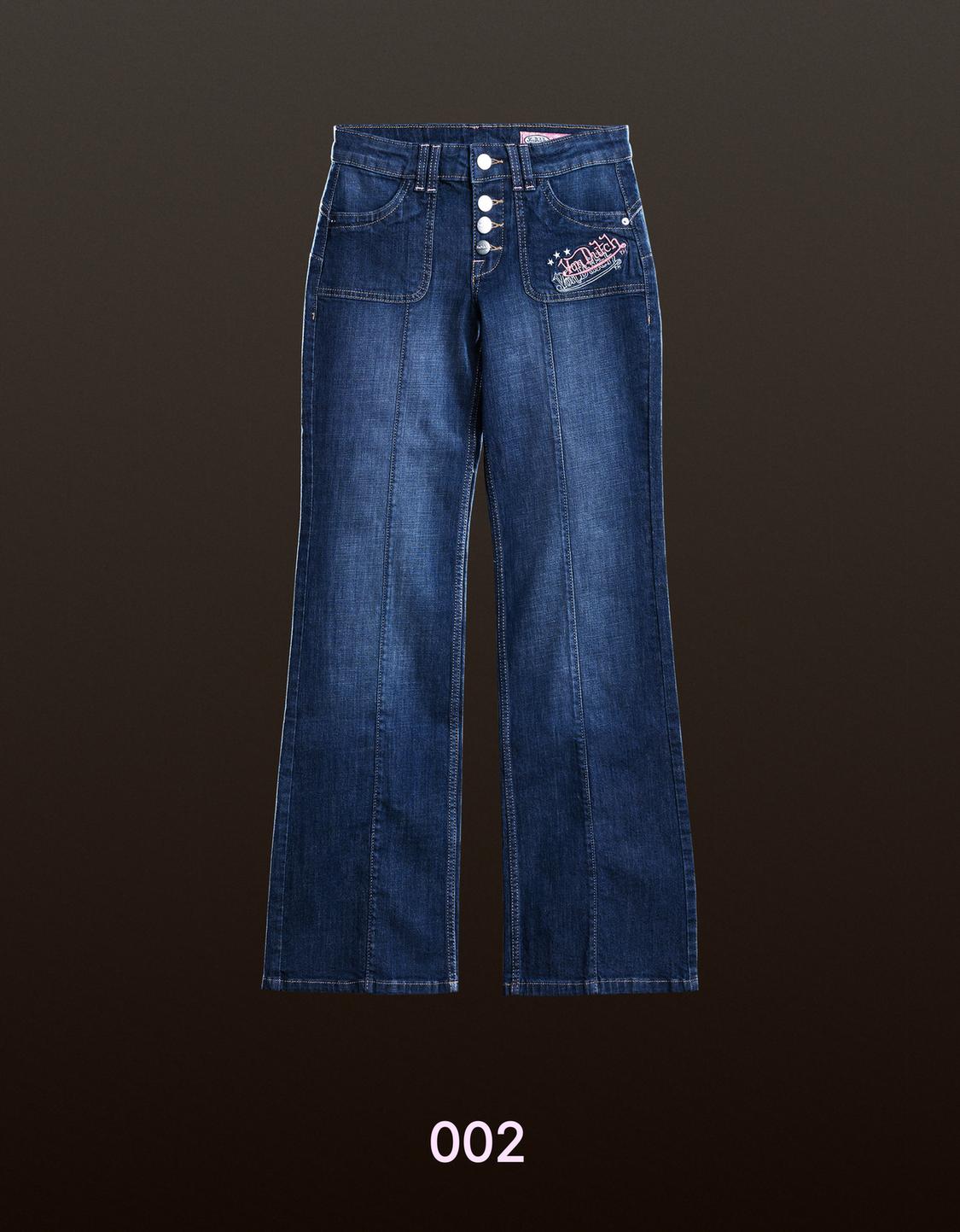 Von Dutch embroidered boot-cut jeans