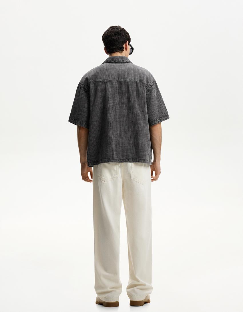 Camisa manga corta boxy-Gris oscuro-1