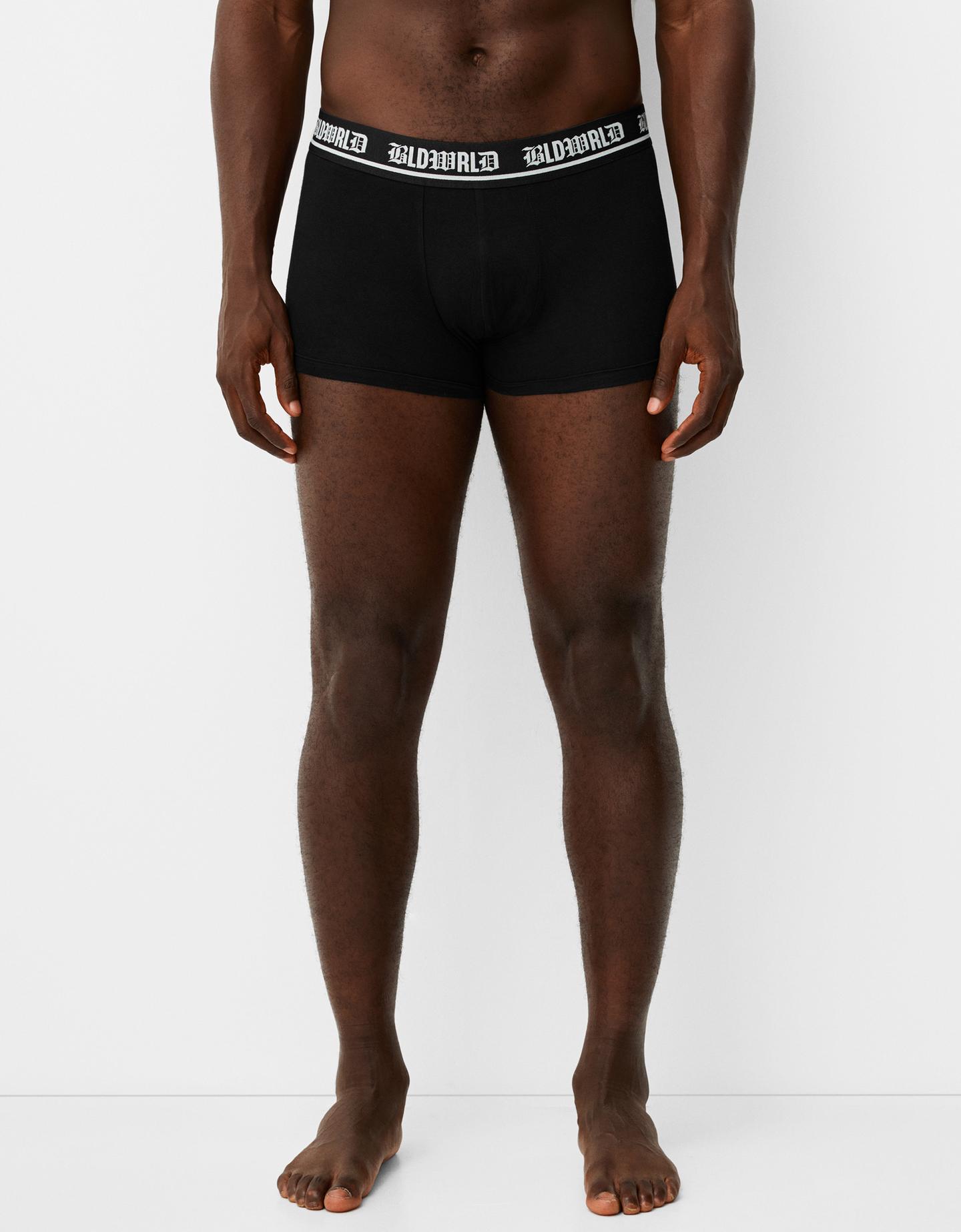 Bershka Pack 3 Boxers Cintura Ancha Print Hombre L Negro