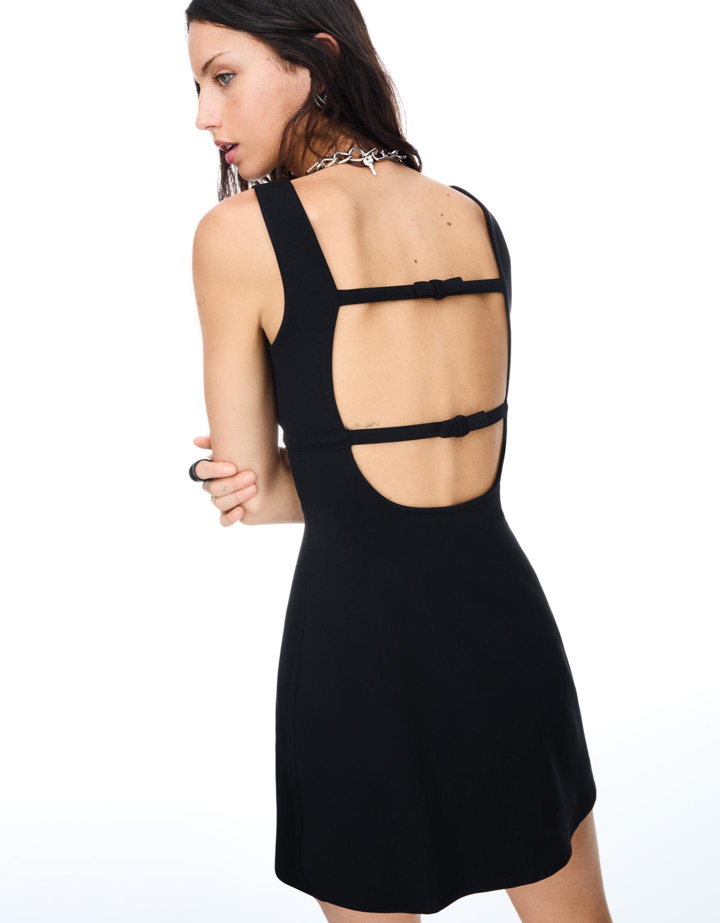 Bershka sukienka mini z kokardami czarny