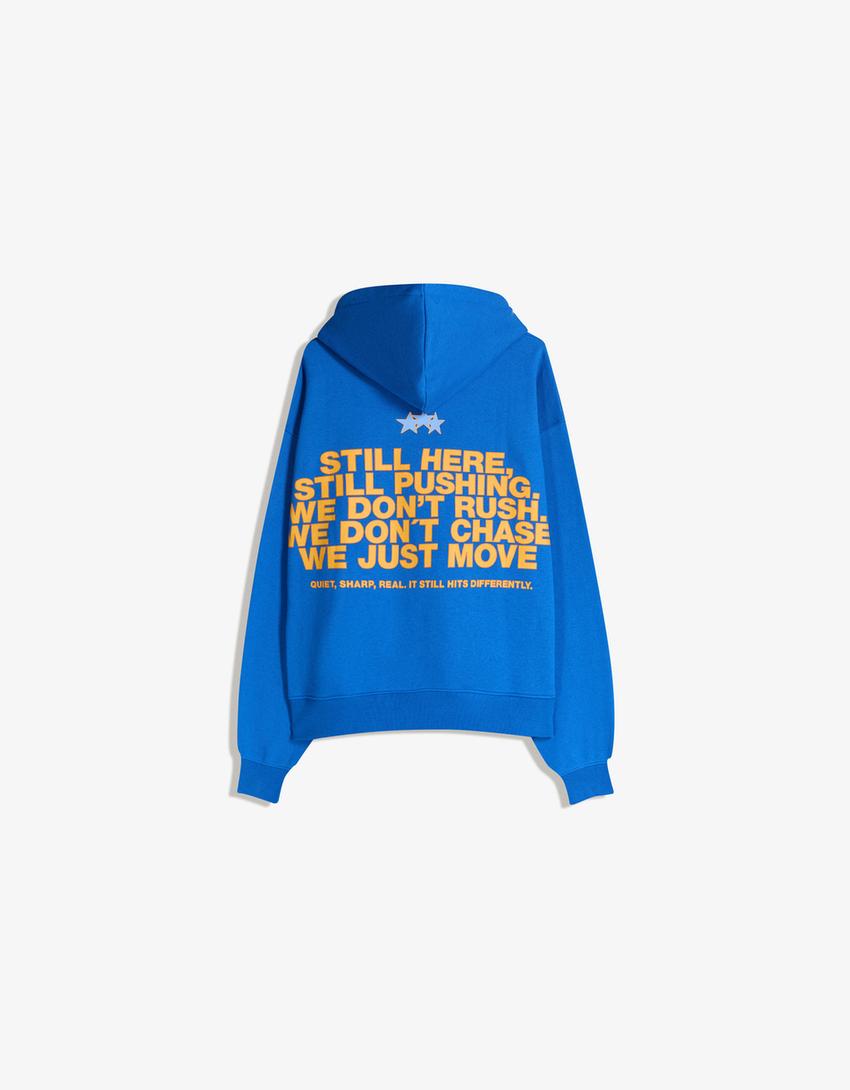 Sweat capuche imprimé-Bleu
