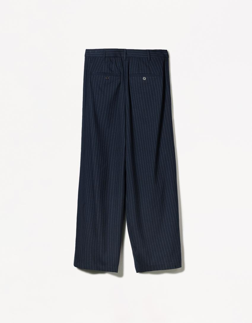 Tailored pinstripe trousers-Blue-5