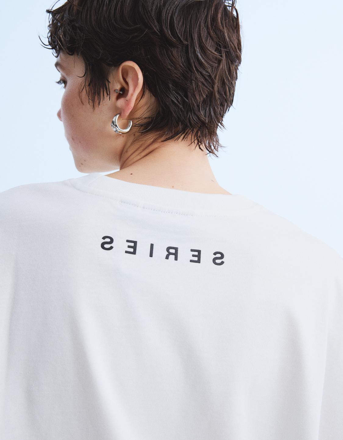 BERSHKA SERIES short sleeve print T-shirt