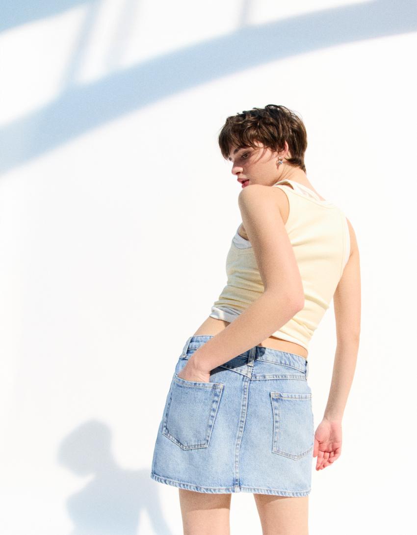 Denim mini skirt-Blue