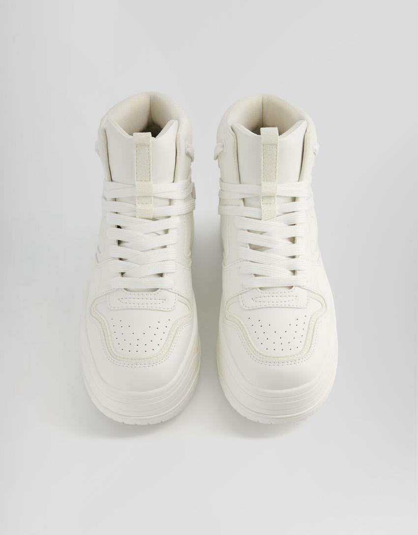 Sneakers montantes à lacets-Blanc-3