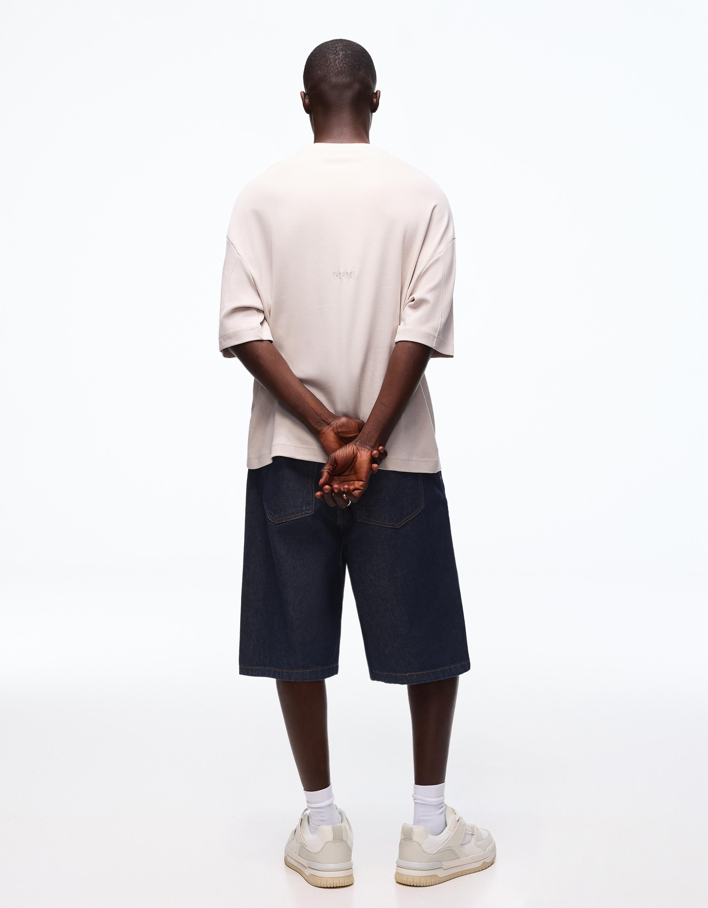 Baggy fit denim bermuda - Görsel 74