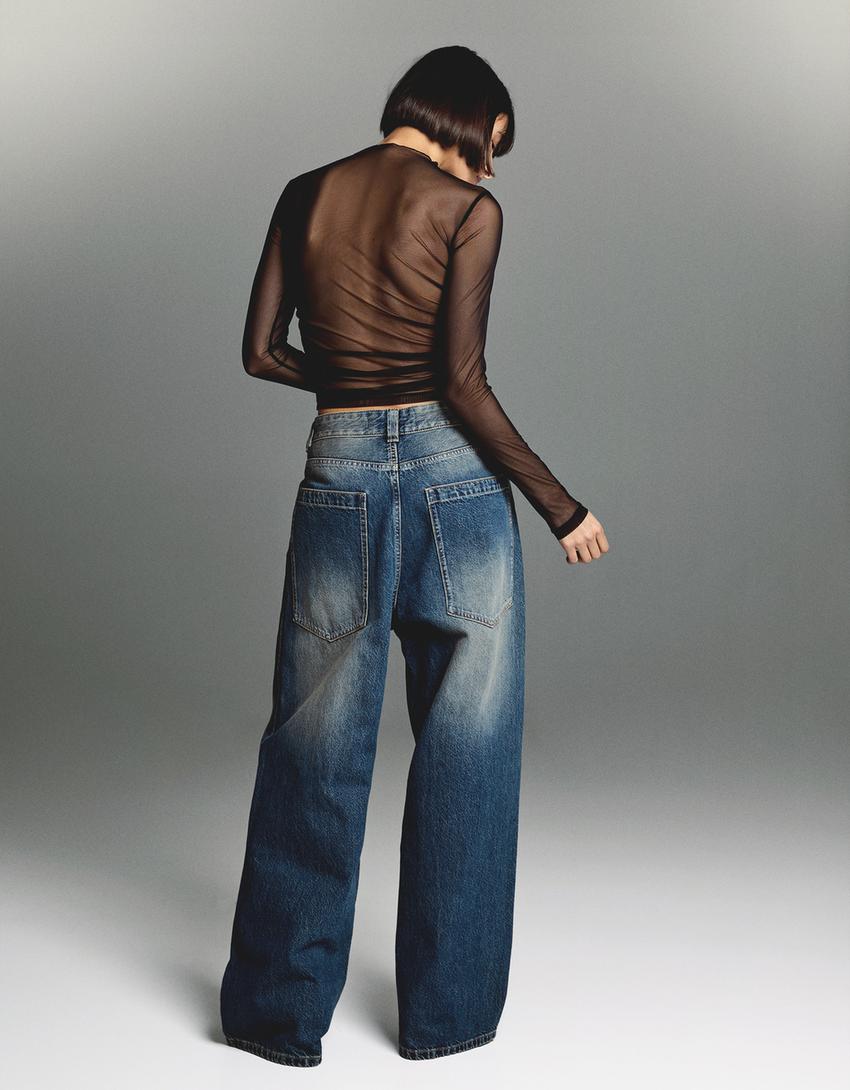 جينز فضفاض سوبر-أزرق مغسول من الخارج-1