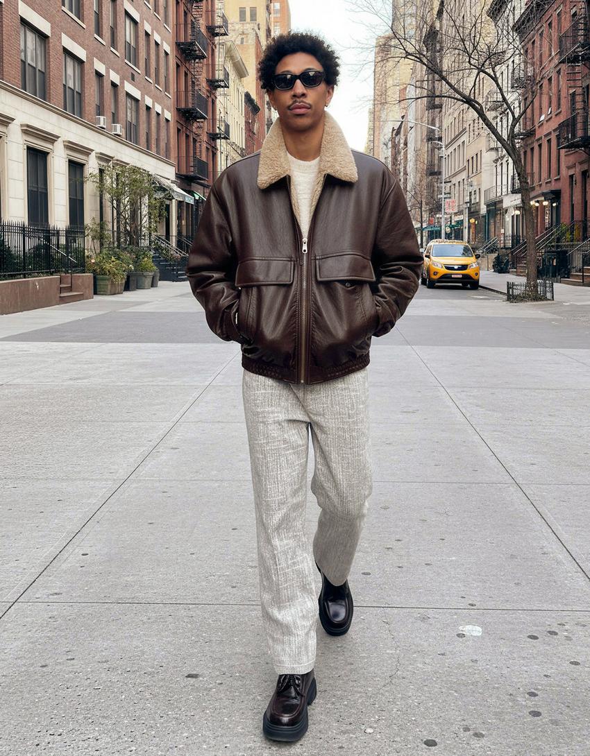 Geacă imitație piele-Maro