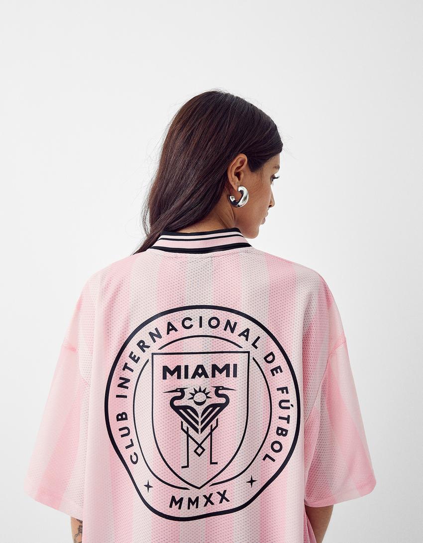 T-shirt polo Inter Miami CF rayures mesh-Rose-8