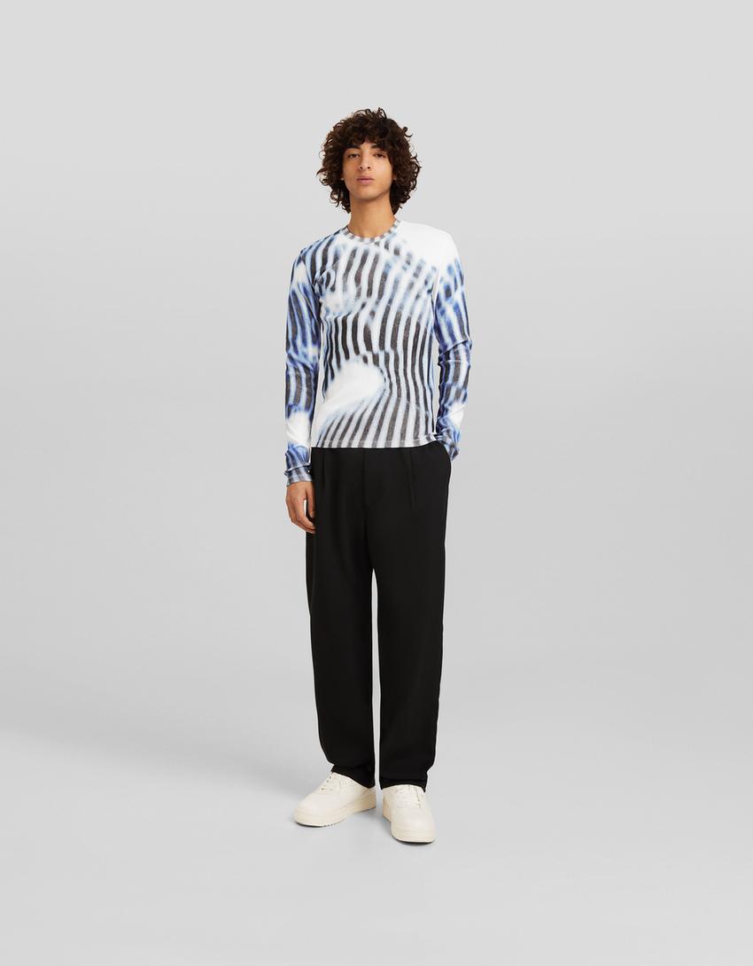 تيشرت بأكمام طويلة وطبعة-أزرق-3