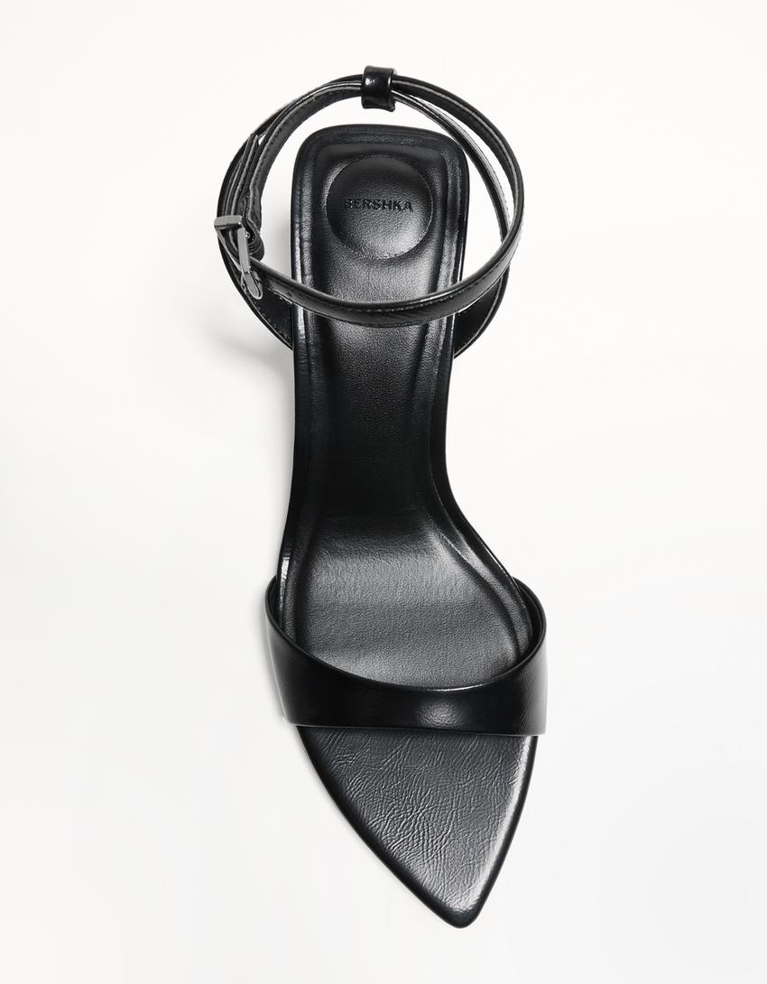 Sandale s potpeticom i remenčićem oko gležnja-Crna