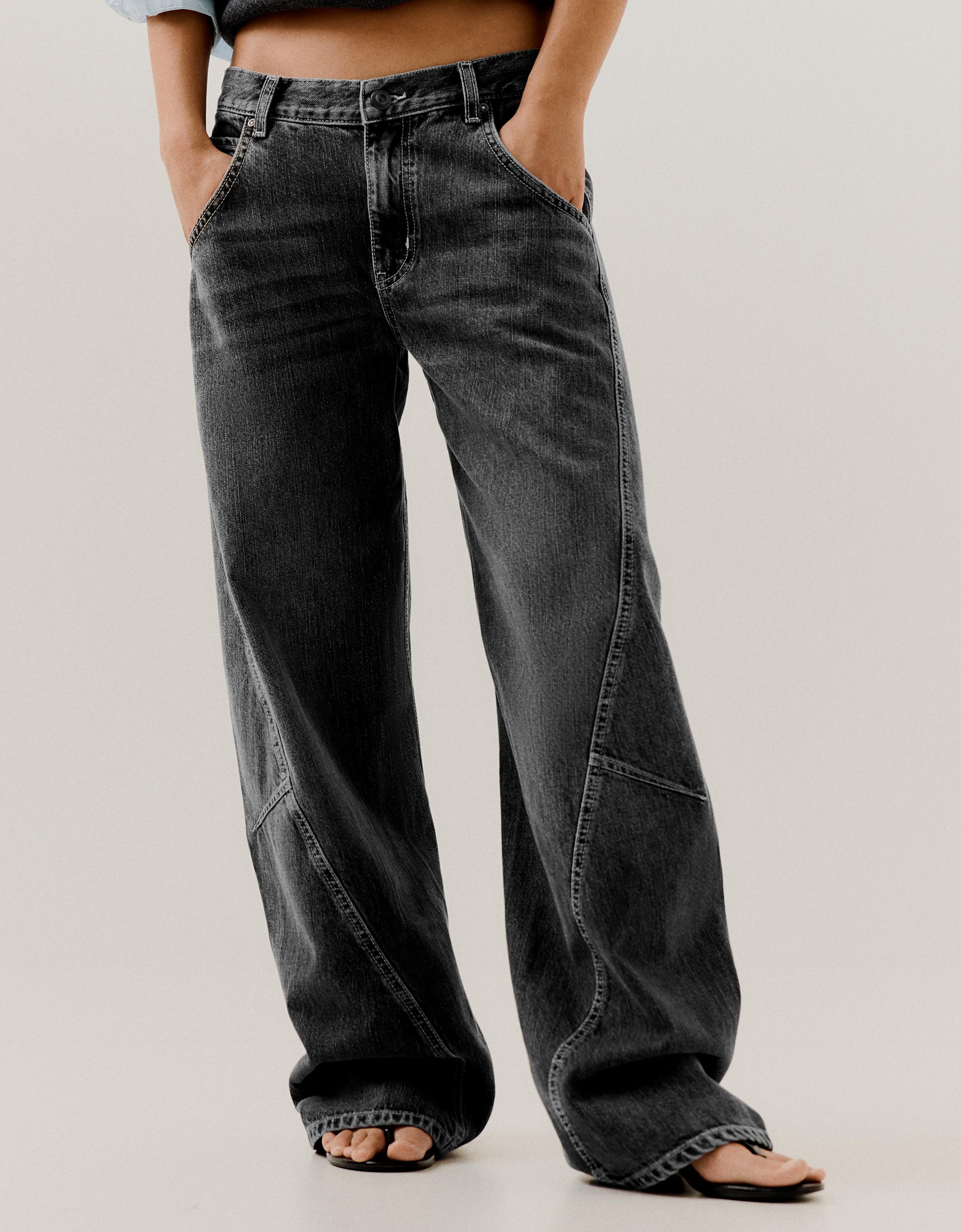 Low-rise barrel jeans — Dark grey