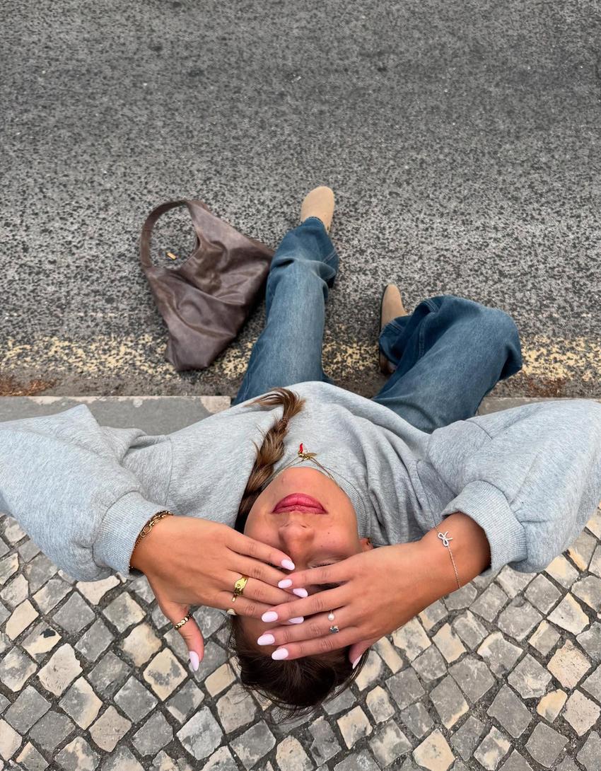 Oversize-Sweatshirt mit Taschen-Grau