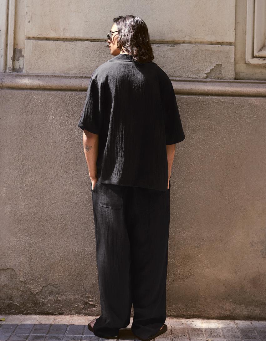 Pantalon baggy rustique-Noir