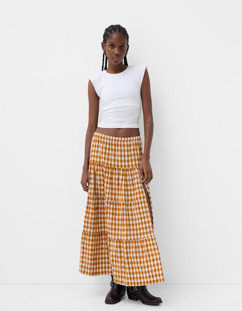 Falda Midi Falda Naranja Bershka Falda Short Faldas De Bershka