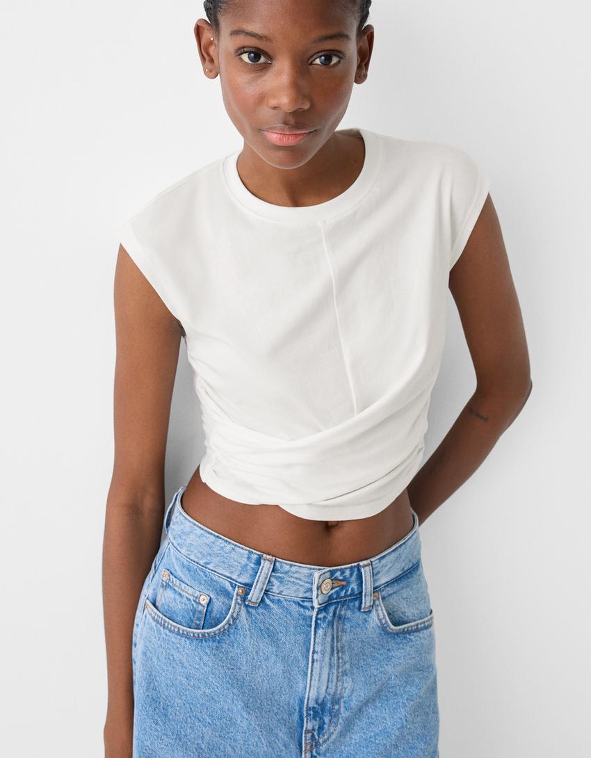 Pack of 2 short sleeve T-shirts with crossover front detail-Multicolored-2