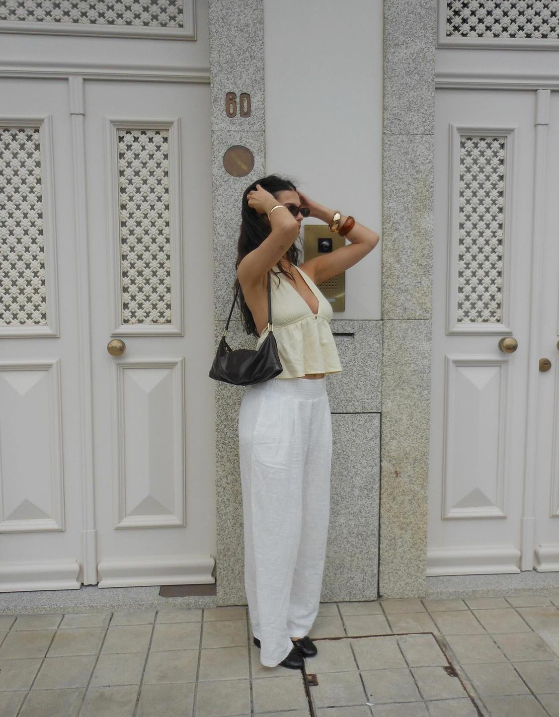 Wide-leg rustic trousers with darts