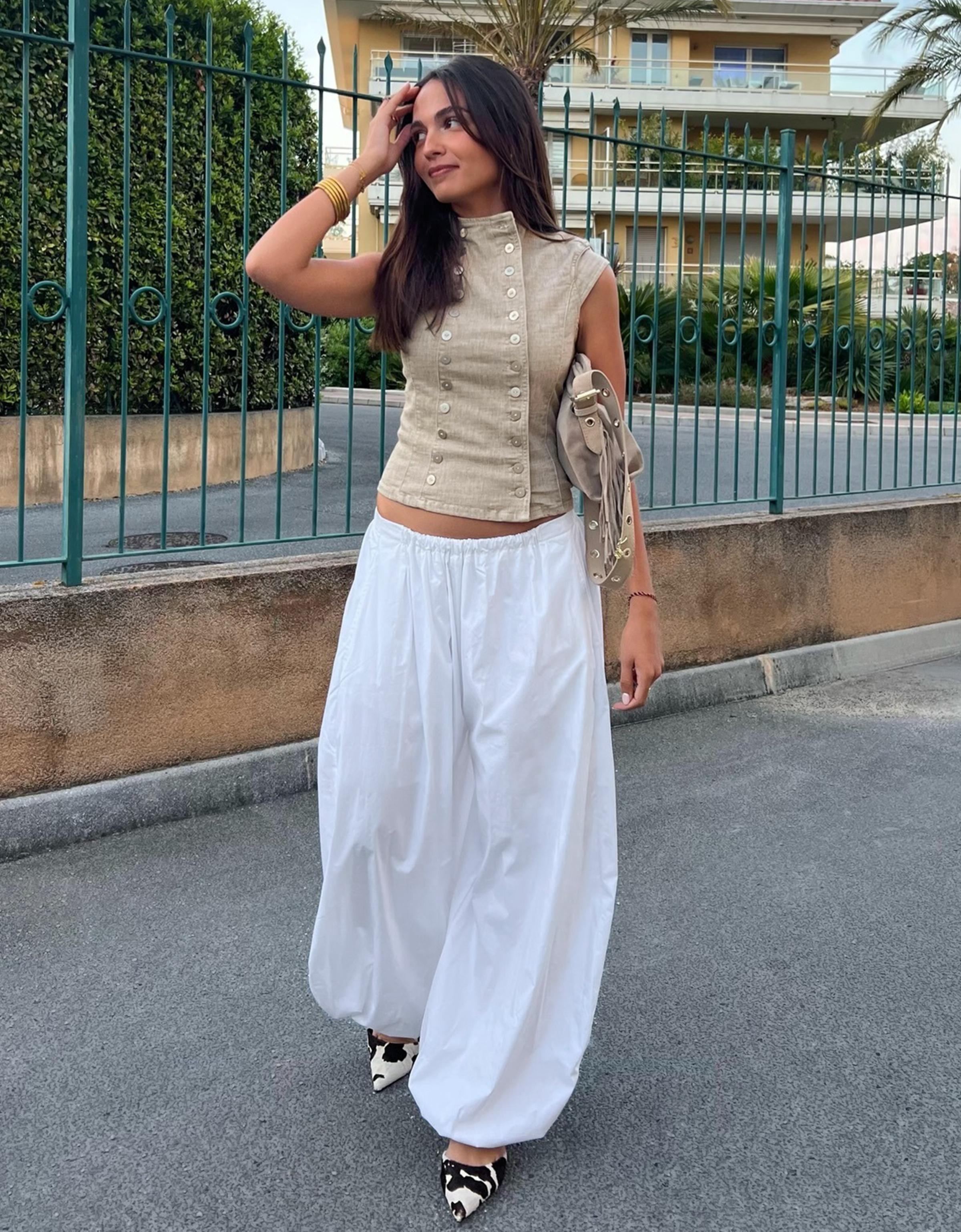 Poplin bloomer trousers — White