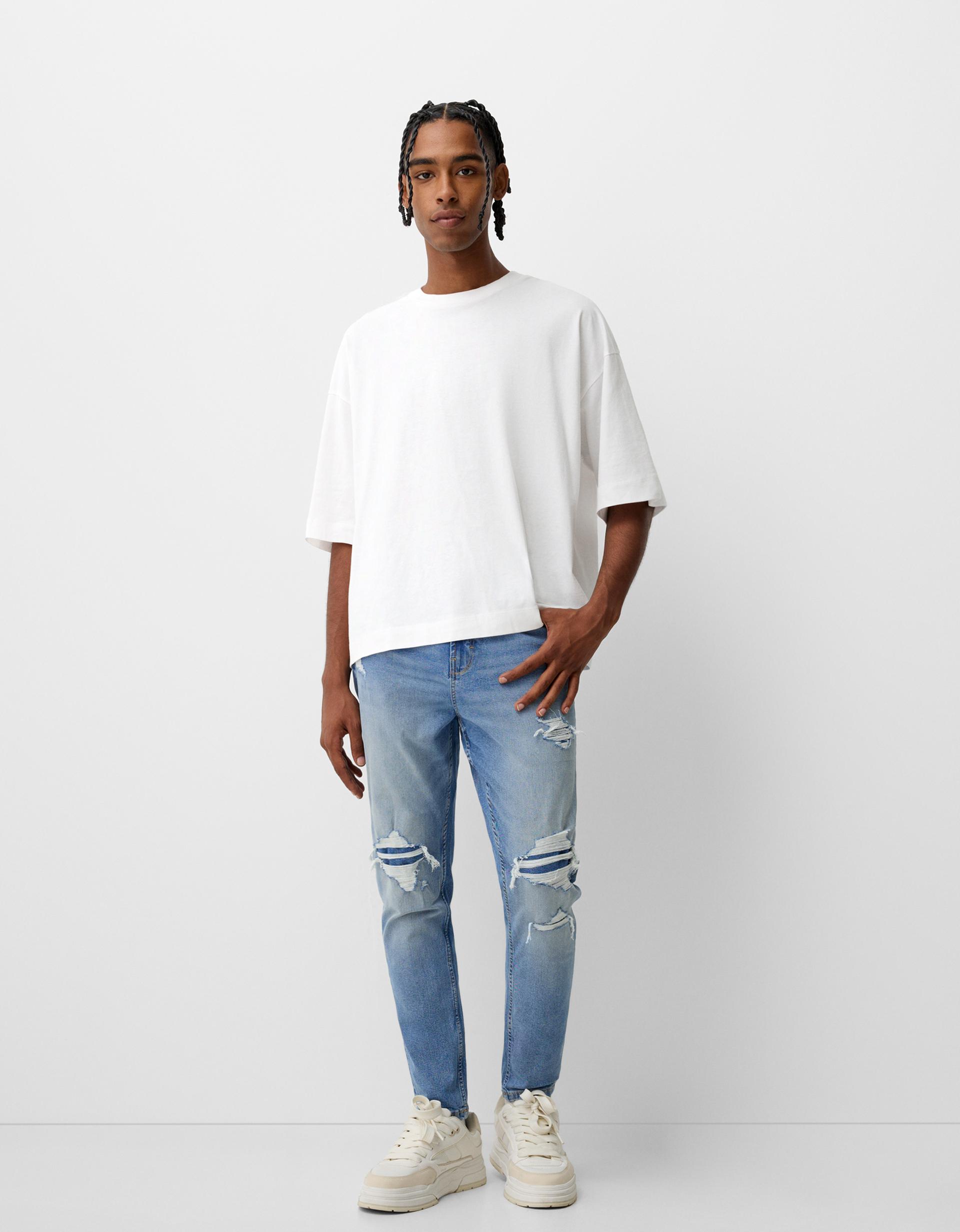 Jeans Homme Pantalon Carrot Fit Hombre Pantalones Carrot Pull And