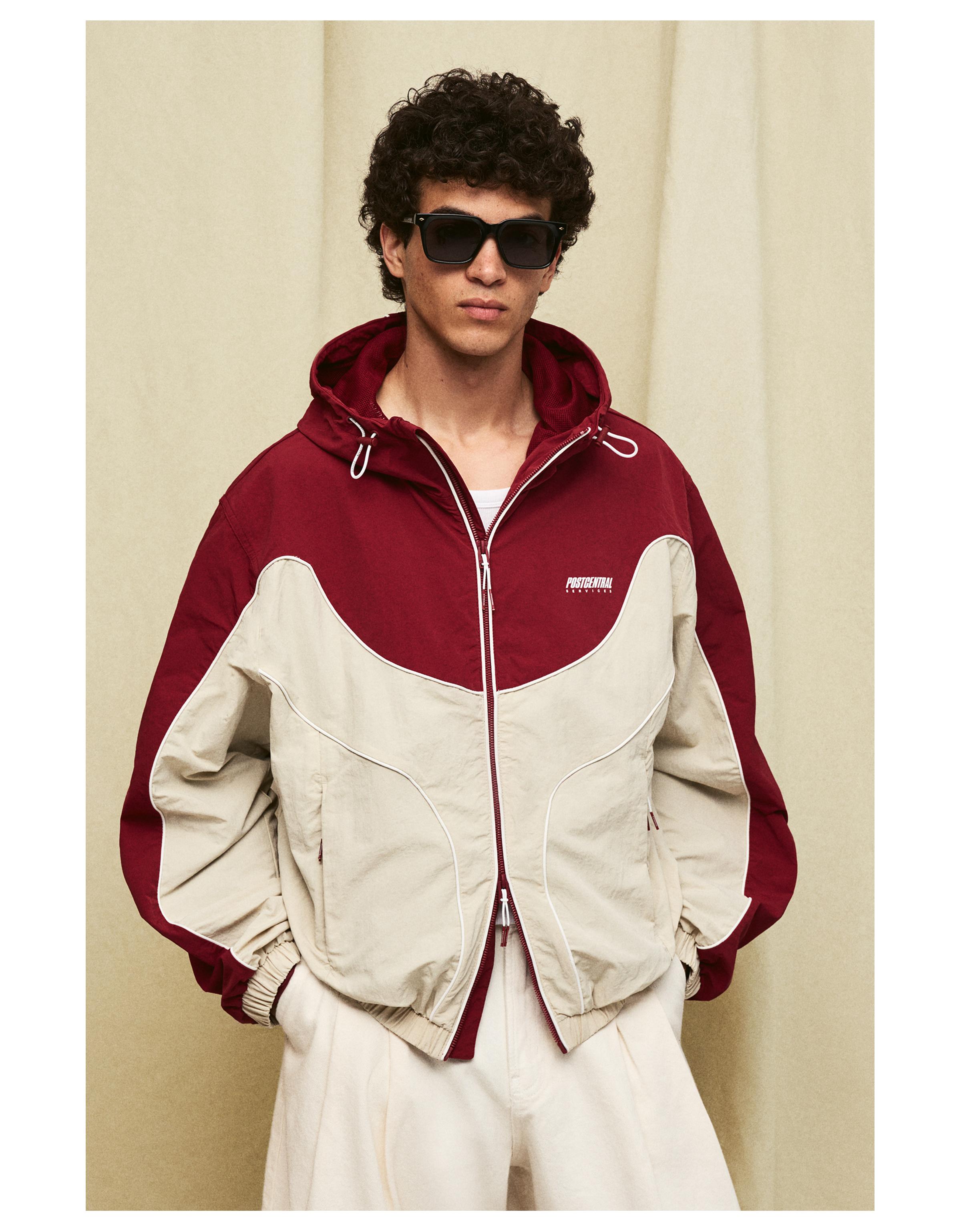Hooded windbreaker jacket — Red