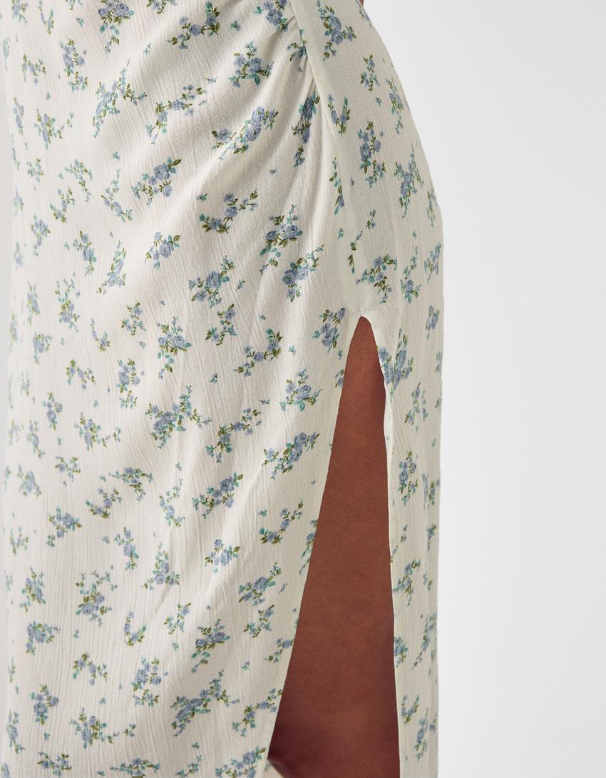 فستان كريب متوسط الطول بحمالات-كريمي-6