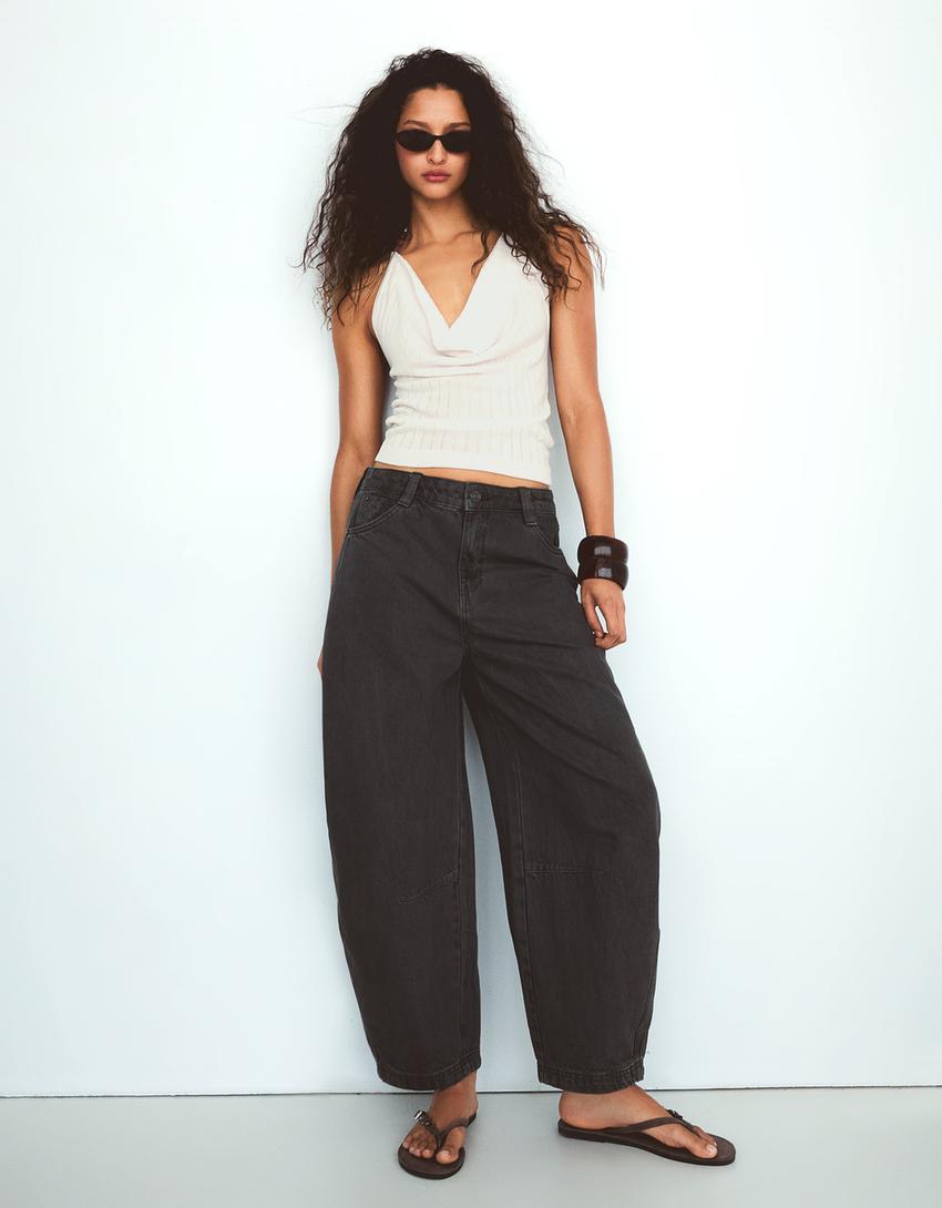 Drapeli halter top-Krem