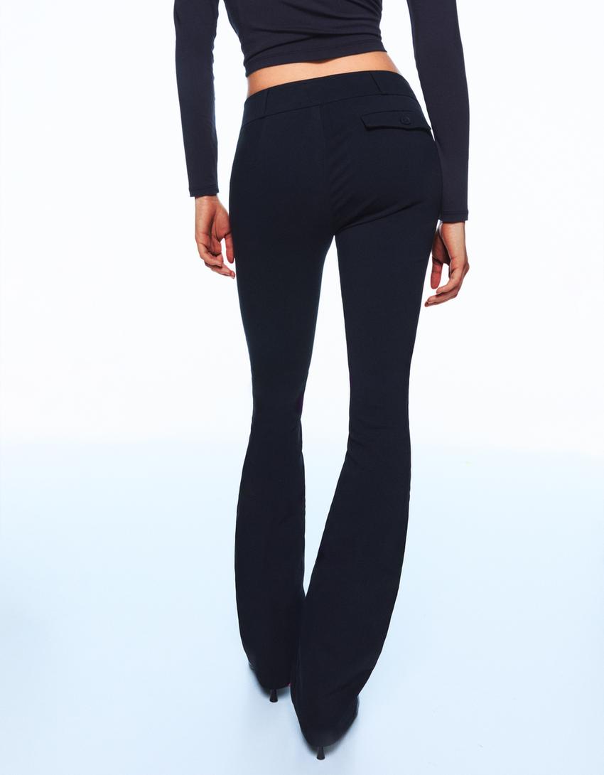 Pantalons flare bengalina-Negre