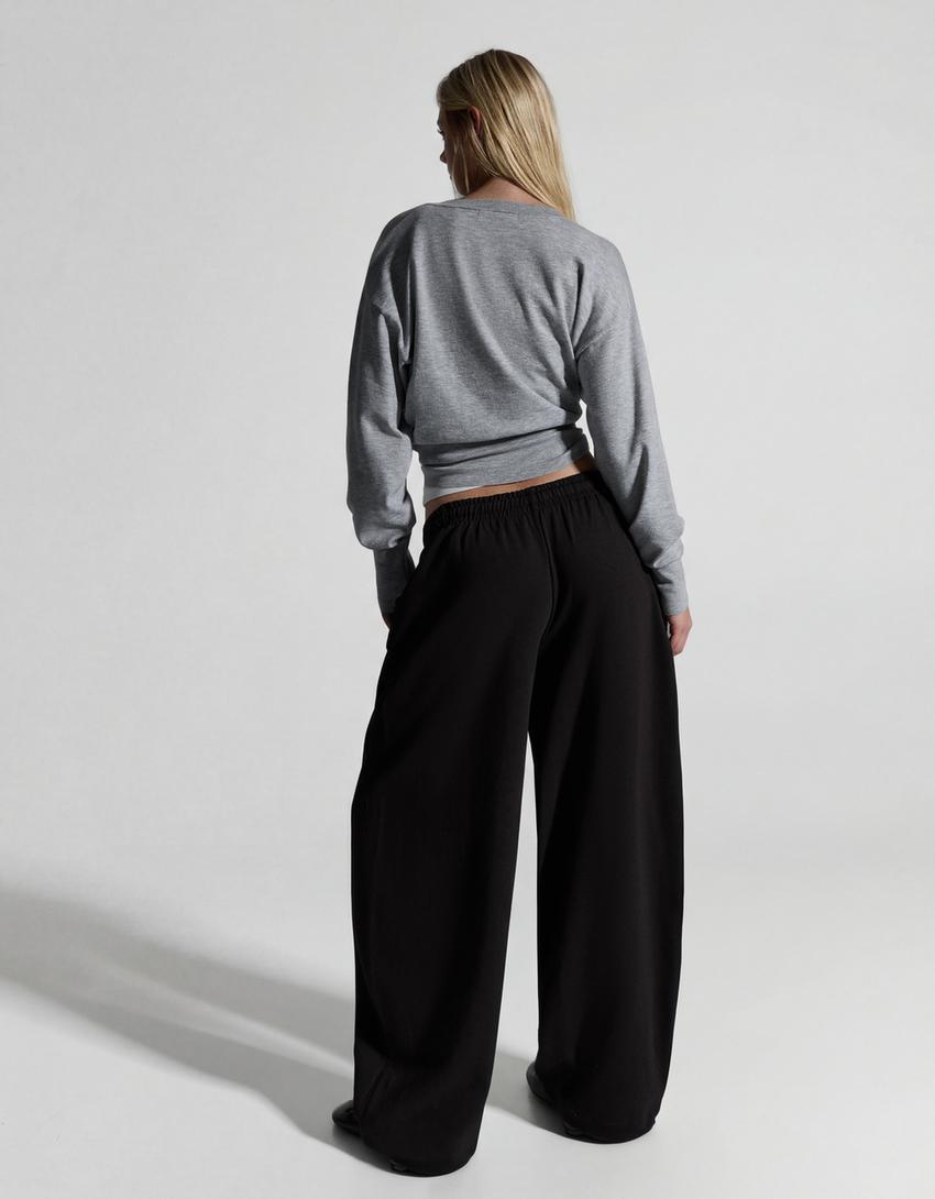 Pantalón barrel felpa stoppers-Negro