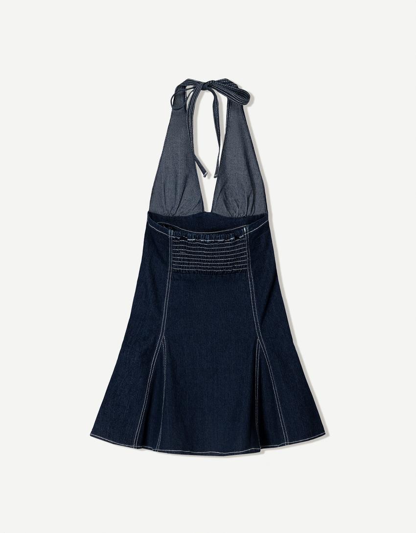Vestido denim mini-Marino