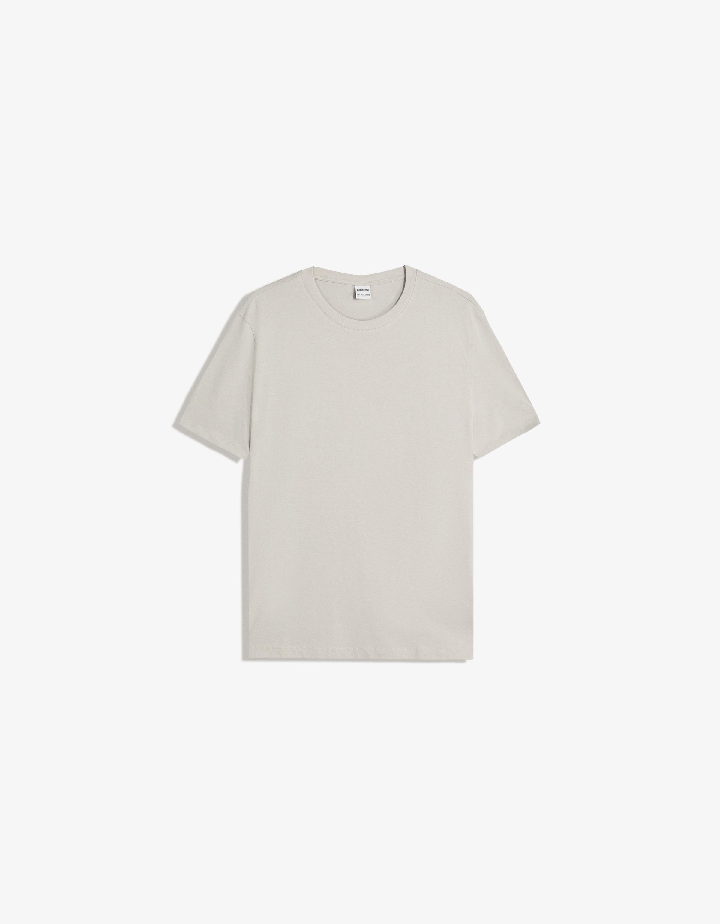 Bershka Basic-T-Shirt Herren Xs Steinfarbe