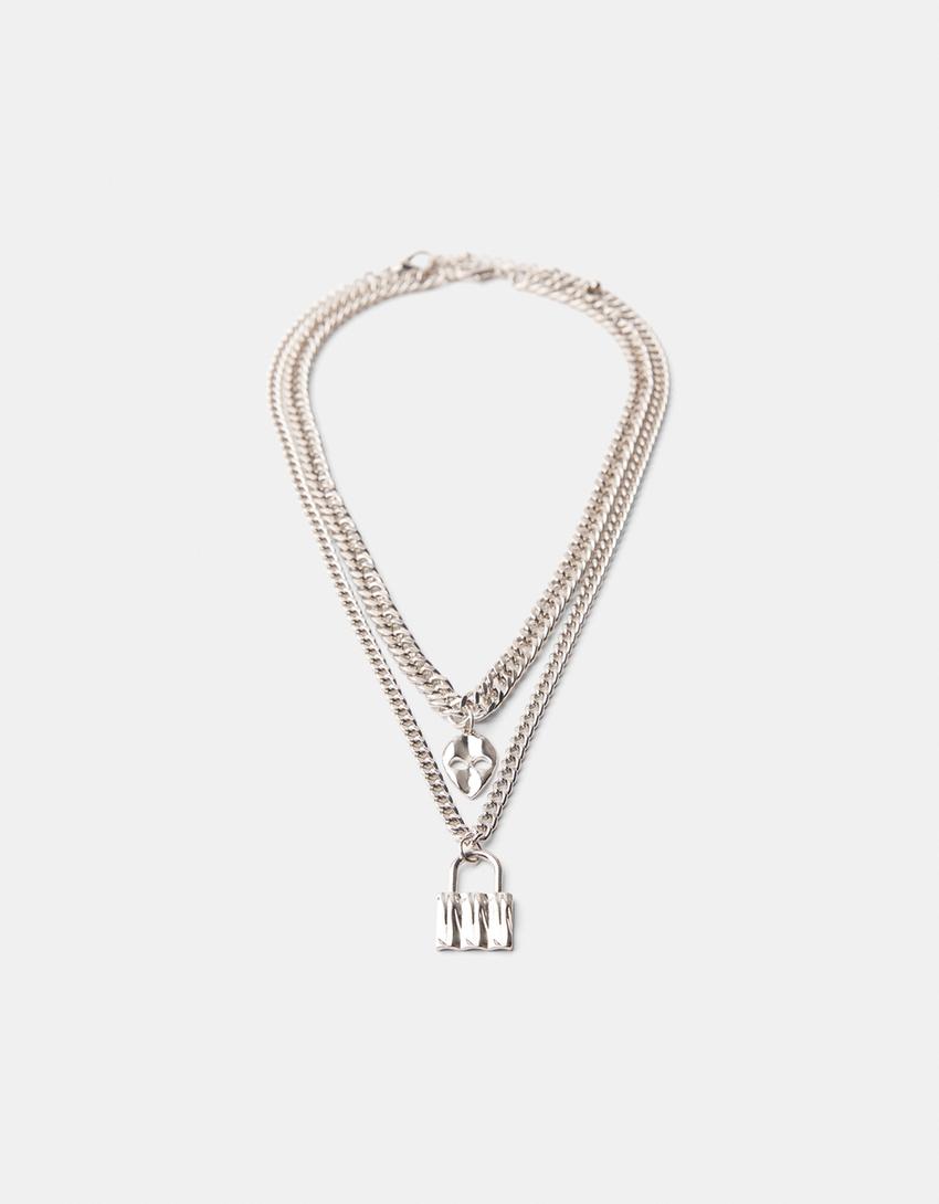 Lot 2 colliers cadenas alien-Argent-4