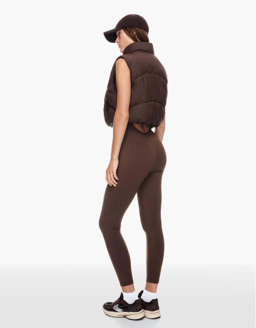 Colete cropped acolchoado-Marrom-3